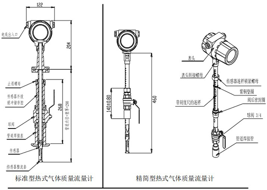 數(shù)顯氣體質(zhì)量流量計插入式結(jié)構(gòu)圖