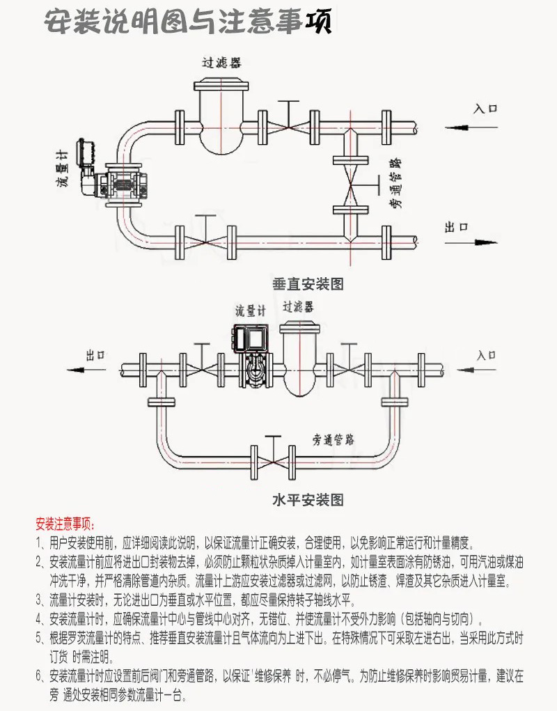 沼氣羅茨流量計(jì)安裝說明圖