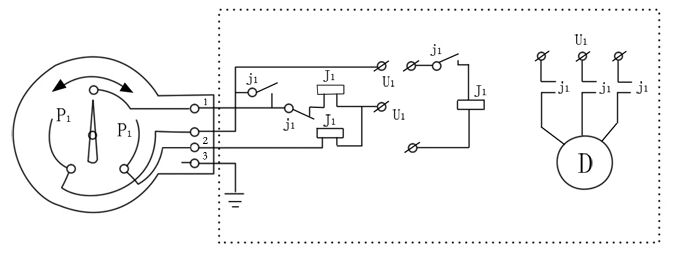 磁助式電接點壓力表電氣電路連接示意圖