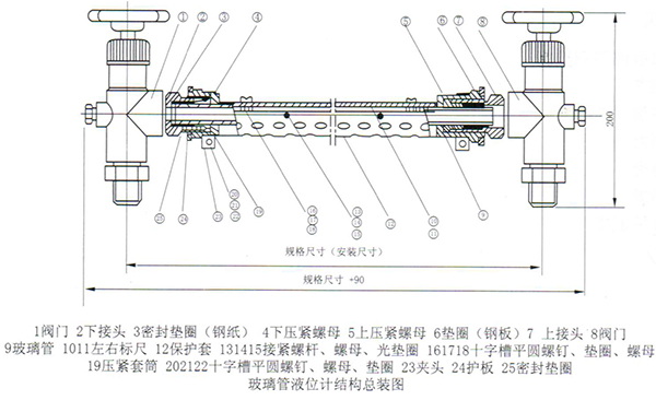 玻璃板液位計結(jié)構(gòu)圖